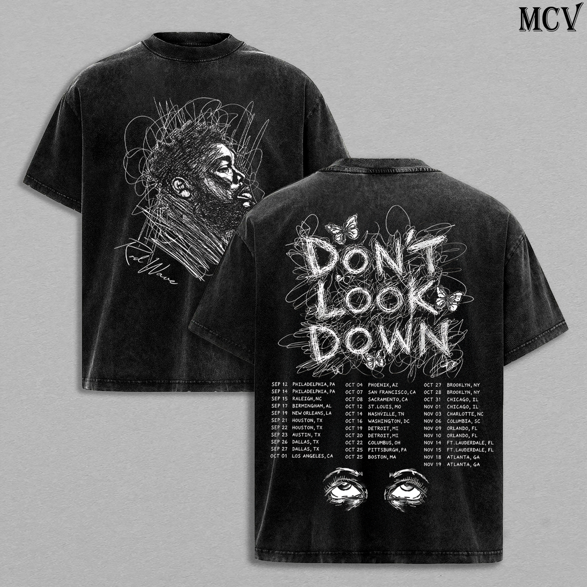 Rod Wave Don't Look Down Tour Vintage Washed T-Shirt, Hip Hop Rap Graphic Tee