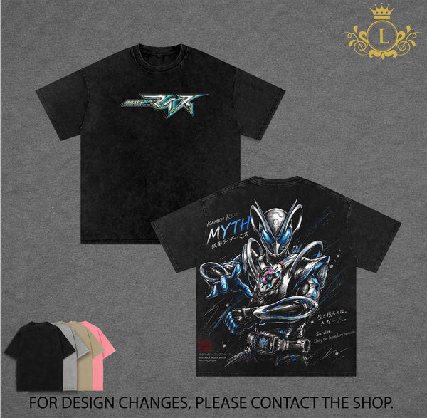 Kamen Rider MYTH Wash Tee - Hoodie | White Variant Vintage Tokusatsu Streetwear | Superhero Manga Graphic Shirt | Heavyweight Cotton Oversized Tee | Clean & Dark Aesthetic Otaku Apparel | Unisex Anime Streetwear | Trending Streetwear 2026