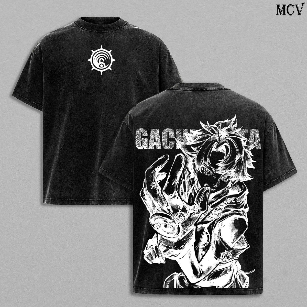 Rudo Surebrec Gachiakuta Anime Double Printed Vintage Washed Tee Unisex Oversize Anime Manga Washed Heavyweight Cotton T-shirt, Gift For Anime Fan, Anime Love