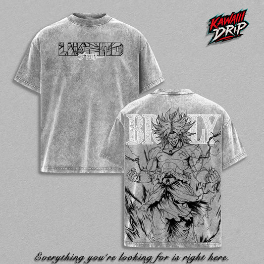 Broly DBS Graphic Tee Vintage Washed Shirt Unisex Streetwear Anime Shirt Legendary Super Saiyan Gym Manga Tee DBZ Workout Shirt Gift for Anime Lovers DBS Fans