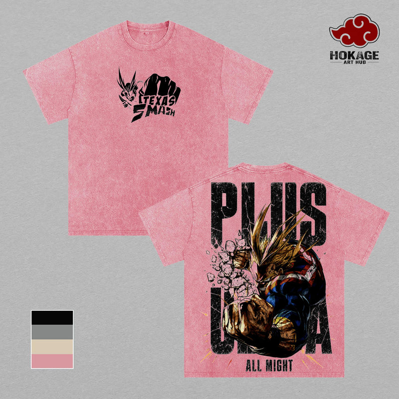 All Might My Hero Academia T-Shirt, Plus Ultra Graphic Tee, Vintage Washed Anime Shirt, Oversized T Shirt, Tank Top, MHA Streetwear, Graphic Tees Men