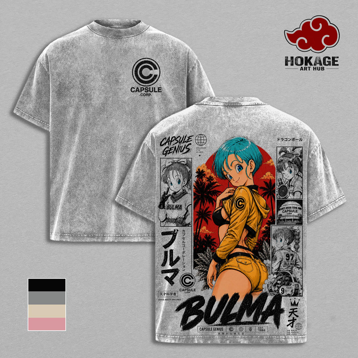 Bulma DBZ T-Shirt, Capsule Corp Genius Anime Graphic Tee, Back Print Vintage 90s Anime Shirt, Graphic Tees Men, Trendy Tshirts, Men's T Shirts, DBZ Streetwear, Unisex Cotton Distressed Tee, Merch For Men, Men Fashion Graphic Tee