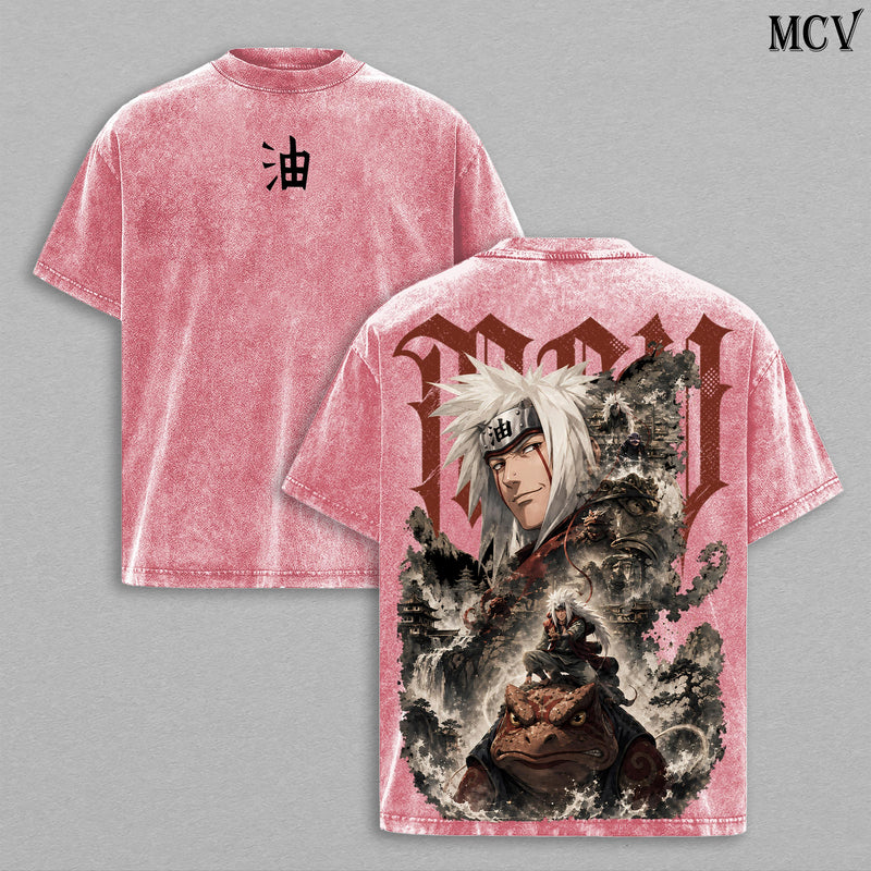 Jiraiya Naruto Tee – Jiraiya Vintage Washed T-Shirt | Pervy Sage | Legendary Sannin Anime Manga Graphic Tee | Heavy Cotton Unisex Oversized Streetwear Top