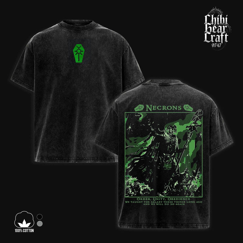 Warhammer 40K Necrons Shirt Silent King Vintage Washed Oversized Hoodie Retro Gaming Szarekh Graphic Tee Faded Streetwear Cyber Goth Y2K Aesthetic Merch Gift for Game Fan