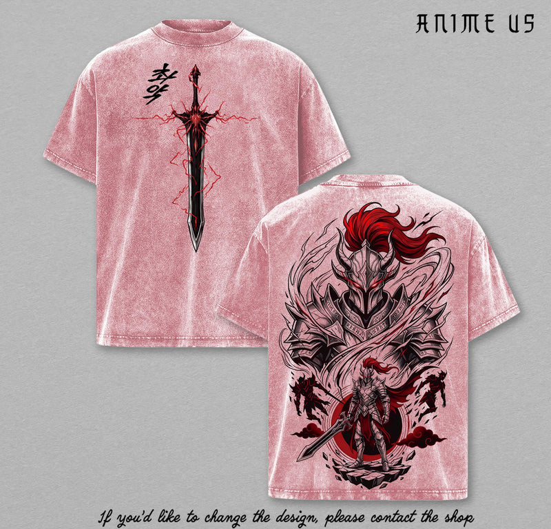 Igris Solo Leveling ARISE Vintage Washed T-Shirt | Shadow Knight Commander Graphic Tee | Anime Streetwear Oversized Shirt