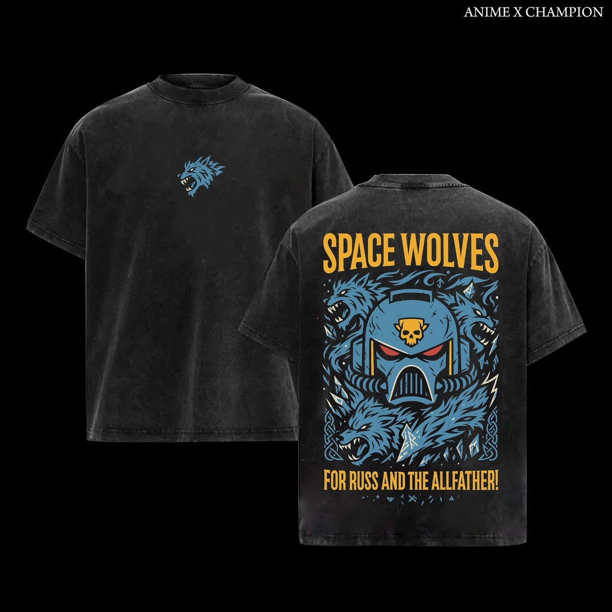 Space Wolves Warhammer 40K New Vintage Washed Tee – Retro Oversized T-Shirt Inspired by Iconic Factions and Heroes, Premium Heavy Cotton, Perfect for Wargame Fans, Sci-Fi Lovers, and Streetwear Collectors