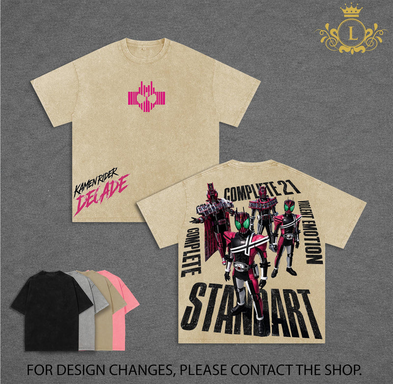 Kamen Rider Decade Vintage Washed Tee, Tokusatsu Inspired Streetwear, Retro Superhero Graphic Tee, Heavyweight Cotton Oversized Shirt, Dark Aesthetic Manga Apparel, Unisex Anime Streetwear, Vintage Hero Graphic Tee, Trending Streetwear 2026