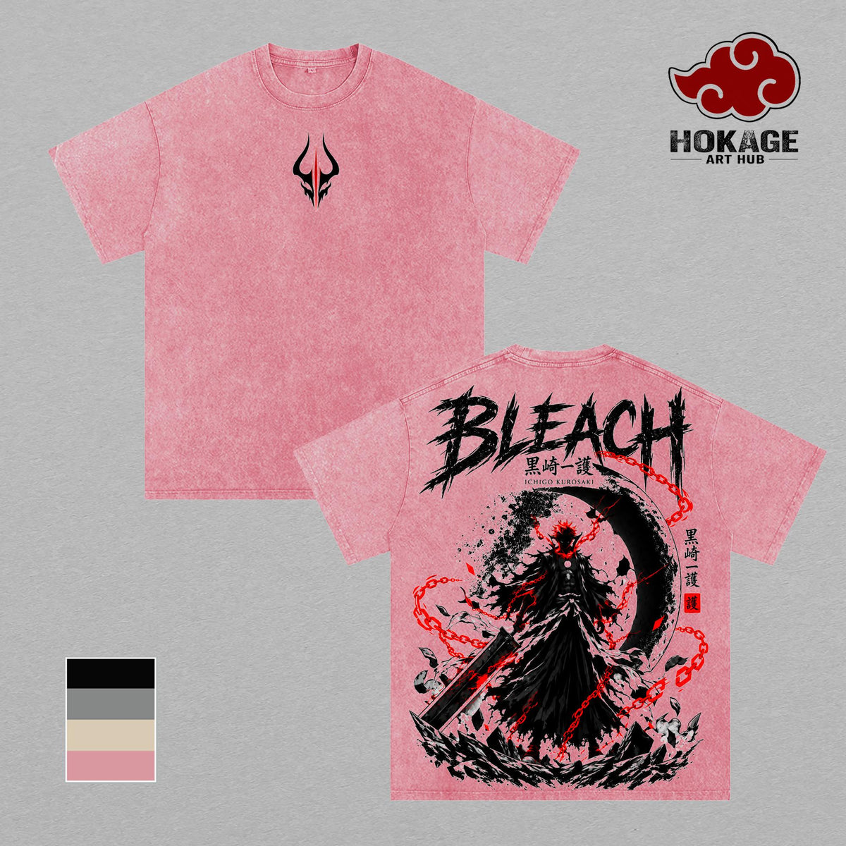 Ichigo Kurosaki Bleach T-Shirt, Soul Reaper Bankai Graphic Tee, Back Print Vintage Washed Anime Shirt, Unisex Oversized Streetwear Tee, Graphic Tees Men Women