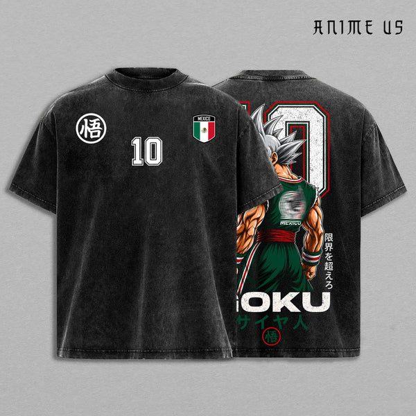Mexico Global Football 2026 Vintage Washed Saiyan Warrior Inspired Anime Shirt, Retro Tricolor Soccer Graphic Tee, Heavyweight Cotton Streetwear Oversized Fan Gift Apparel