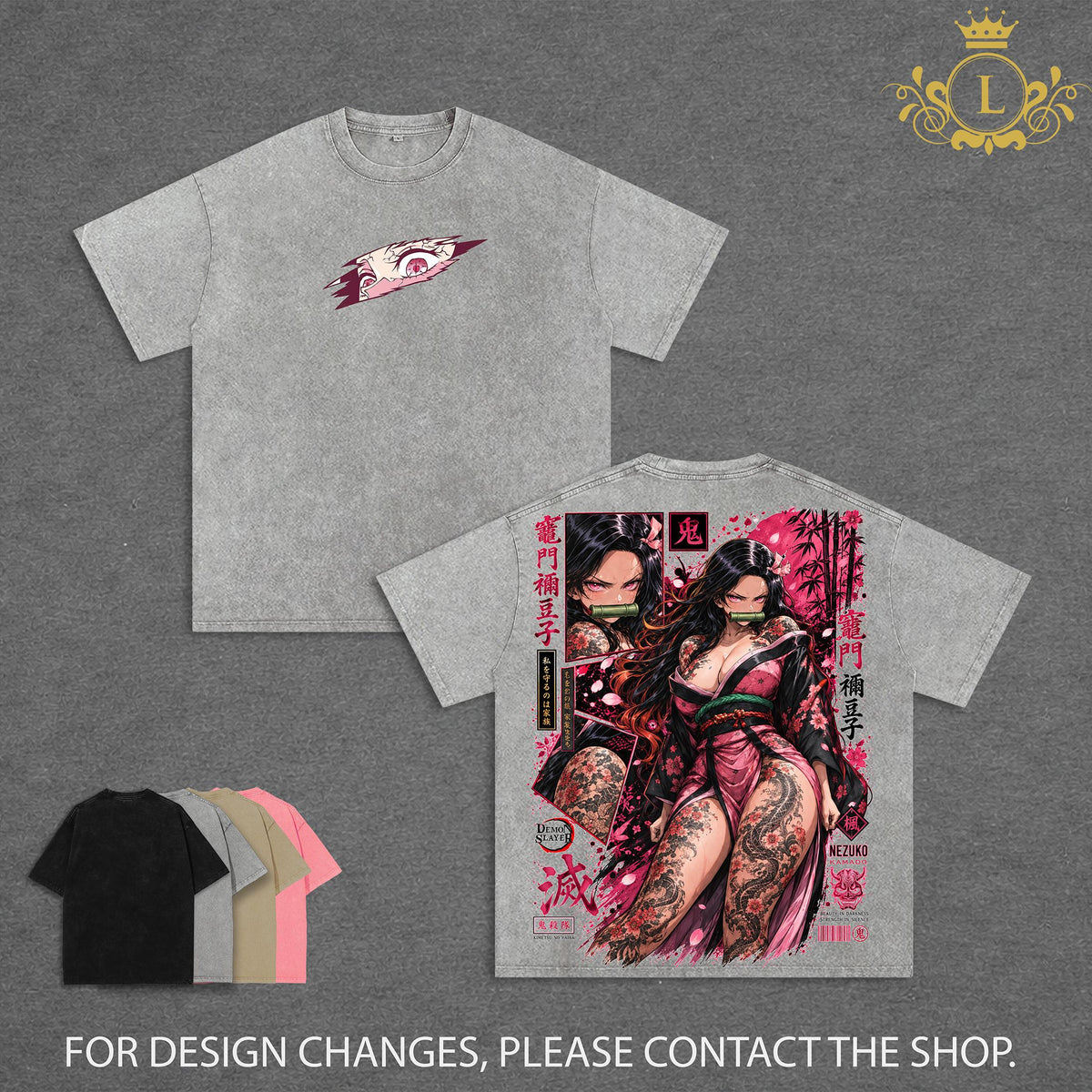 Limited Edition Nezuko Kamado Vintage Washed Graphic Tee Demon Slayer T-Shirt Kimetsu No Yaiba Shirt Blood Demon Art Heavy Cotton Unisex Streetwear Gift for Anime Lovers