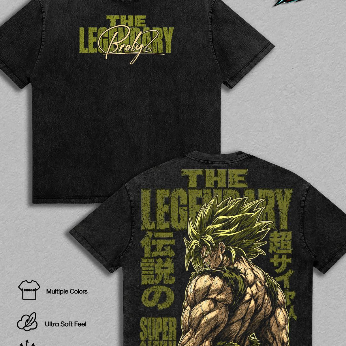 Broly DBS Vintage Washed TShirt - Anime Graphic Tee Legendary Super Saiyann Oversized Streetwear Top Cotton Tshirt Classic Menswear Clothes Apparel Gift for DBZ Fans Men & Women
