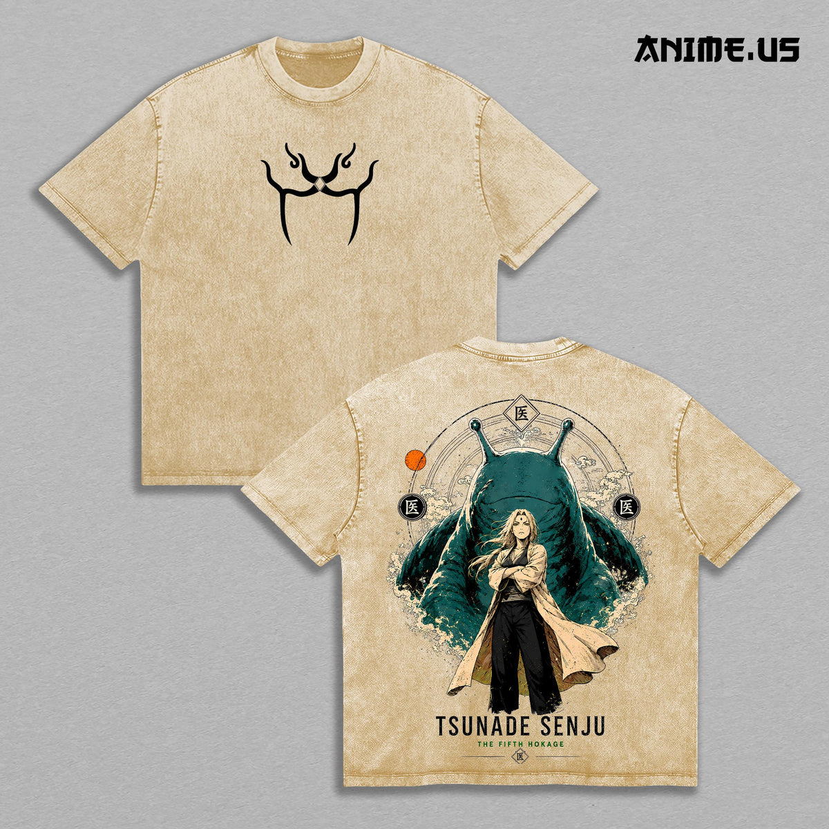 Tsunade Senju Naruto Fifth Hokage Anime Graphic Vintage Shirt, Slug Sage Medical Ninja Double Printed Tee Heavyweight Cotton Streetwear