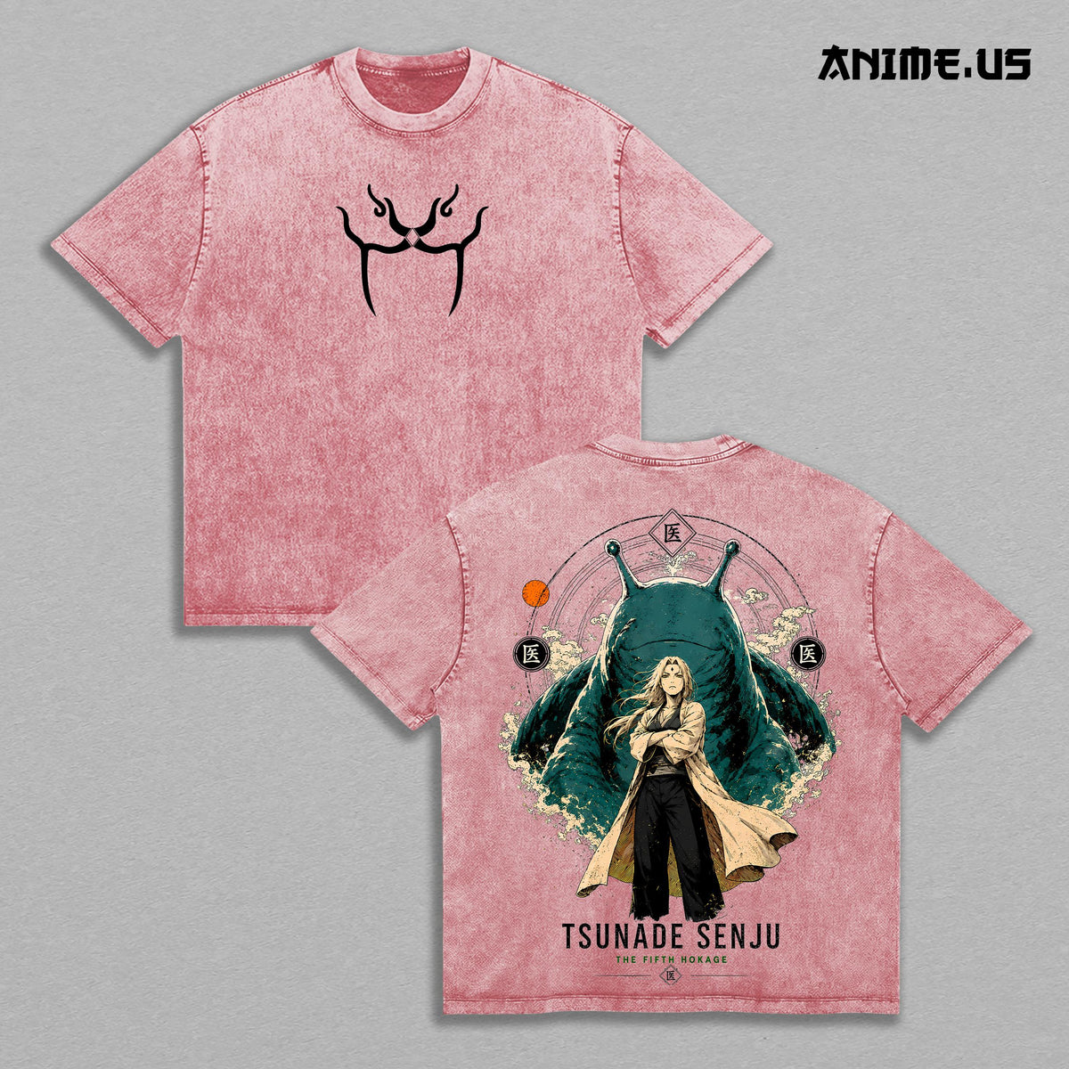 Tsunade Senju Naruto Fifth Hokage Anime Graphic Vintage Shirt, Slug Sage Medical Ninja Double Printed Tee Heavyweight Cotton Streetwear