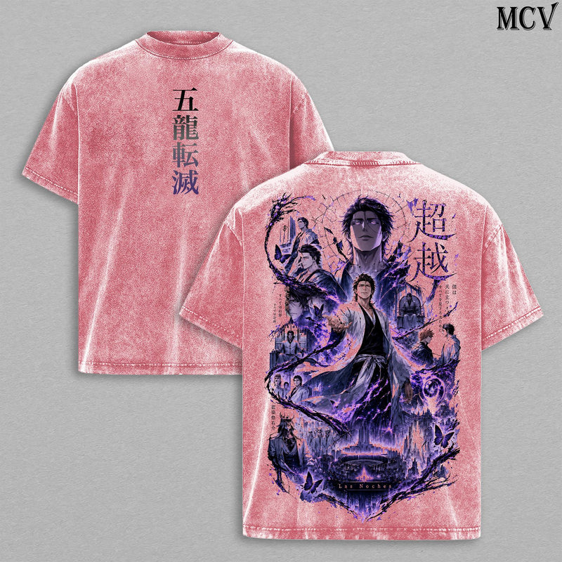 Sosuke Aizen Bleach Tee – Aizen Sosuke Vintage Washed T-Shirt | Kyoka Suigetsu | Complete Hypnosis Anime Manga Graphic Tee | Heavy Cotton Unisex Oversized Streetwear Top | Bleach: Thousand-Year Blood War – The Calamity