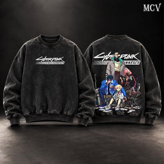 Cyberpunk Edgerunners 2 washed sweatshirt - Black