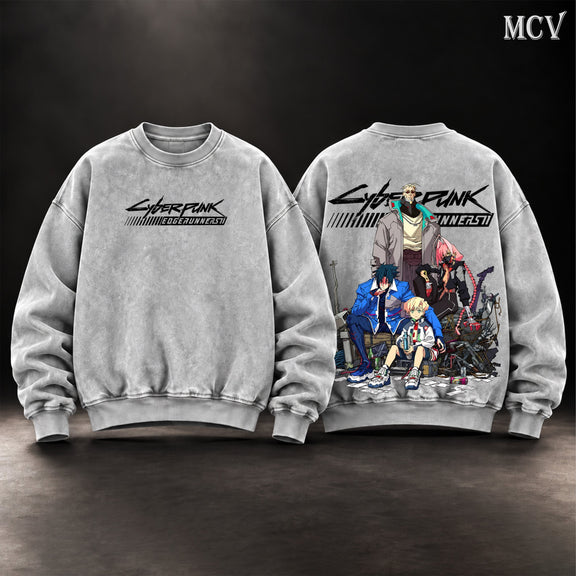 Cyberpunk Edgerunners 2 washed sweatshirt - Gray