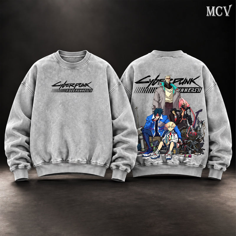 Cyberpunk Edgerunners 2 washed sweatshirt - Gray