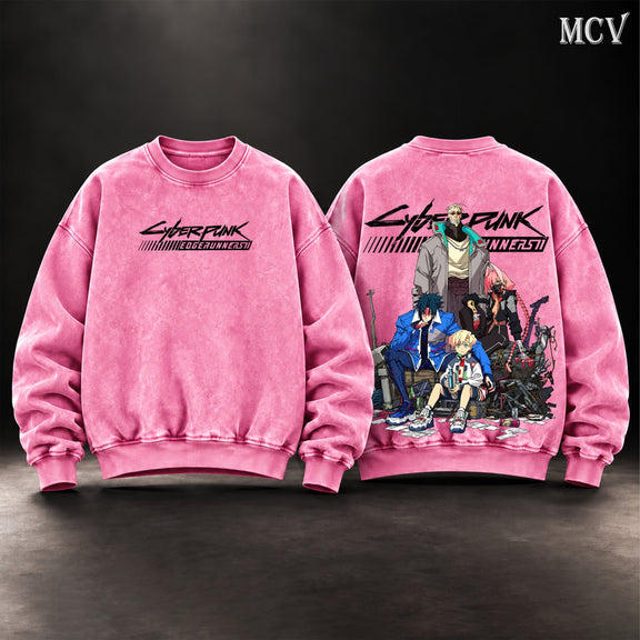 Cyberpunk Edgerunners 2 washed sweatshirt - Pink