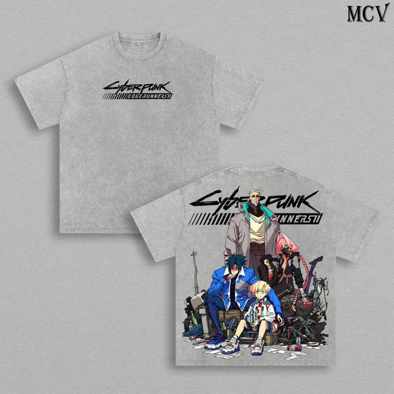 Cyberpunk Edgerunners 2 vintage washed T-shirt - Gray