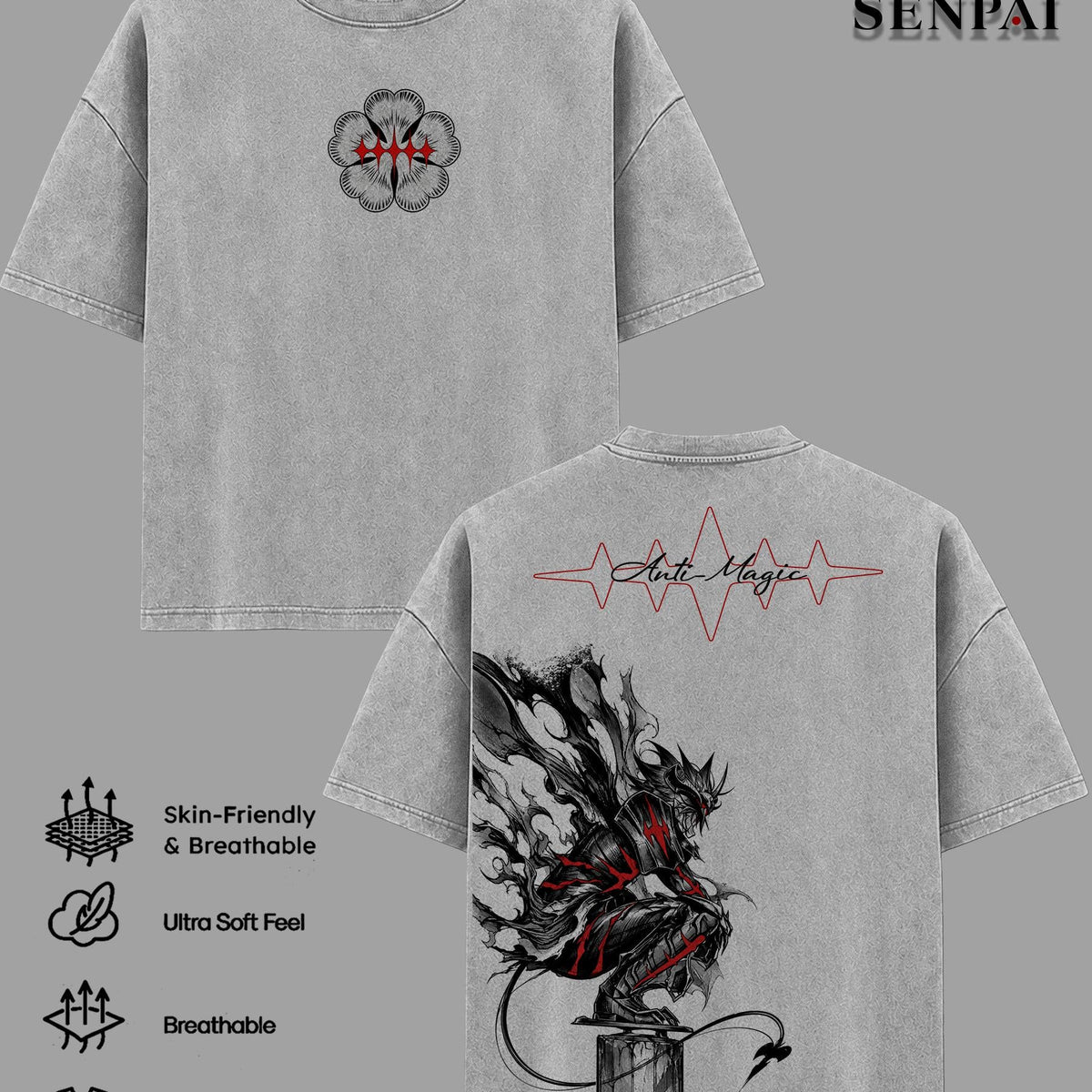 Asta T-Shirt & Hoodie Washed, Black Clover Anime Oversized Graphic Tee, Heavyweight Cotton Unisex Shirt, Dark Fantasy Manga Streetwear, Gift For Men Women