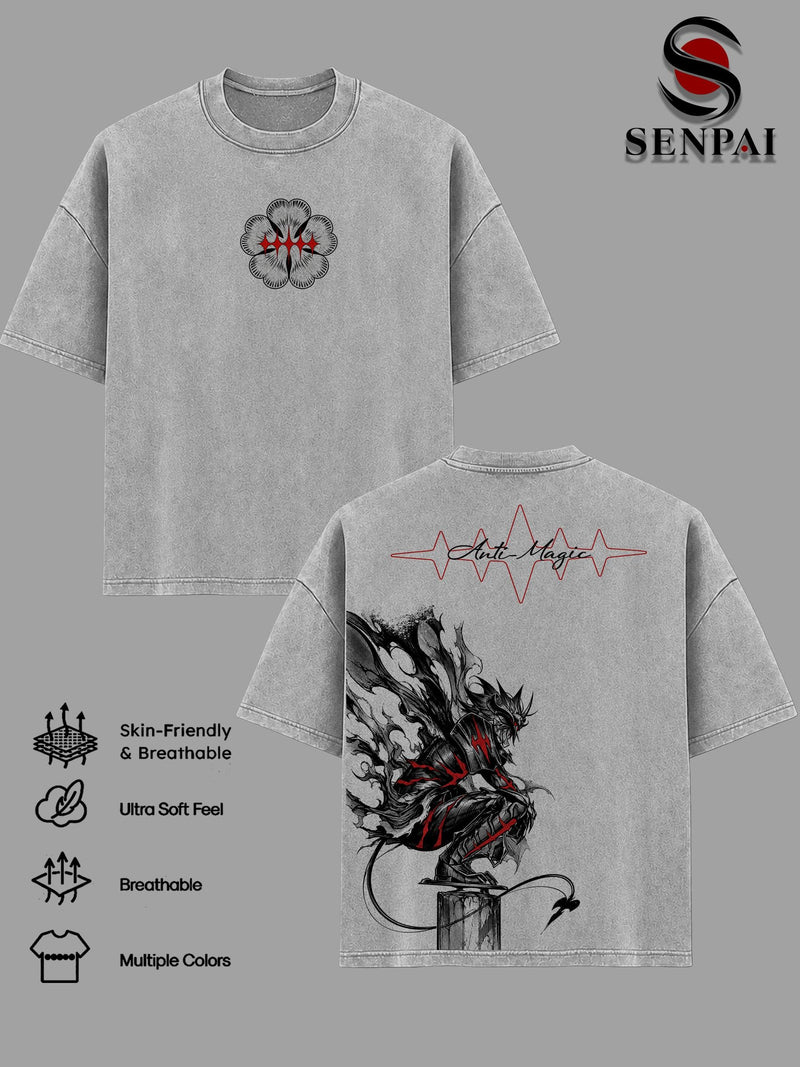 Asta T-Shirt & Hoodie Washed, Black Clover Anime Oversized Graphic Tee, Heavyweight Cotton Unisex Shirt, Dark Fantasy Manga Streetwear, Gift For Men Women