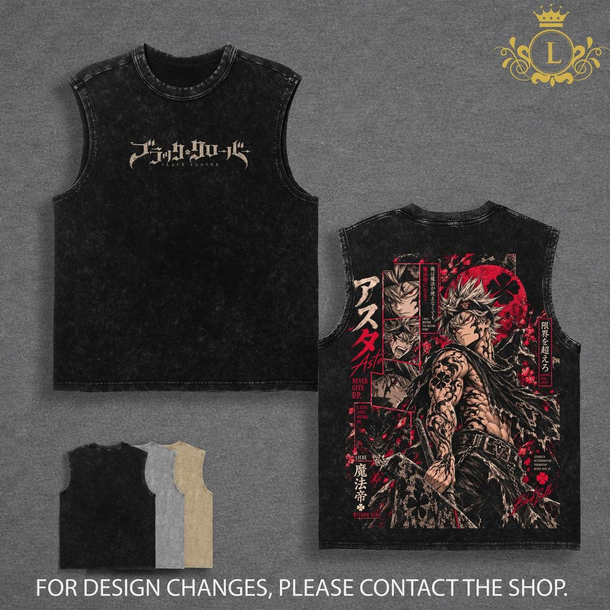 Limited Asta Black Clover Vintage Washed Graphic T Shirt, Heavyweight 260 GSM Cotton Tee, Soft Breathable Oversized Anime Streetwear Shirt, Comfortable Casual Wear, Gift for Black Clover Fans Men Women