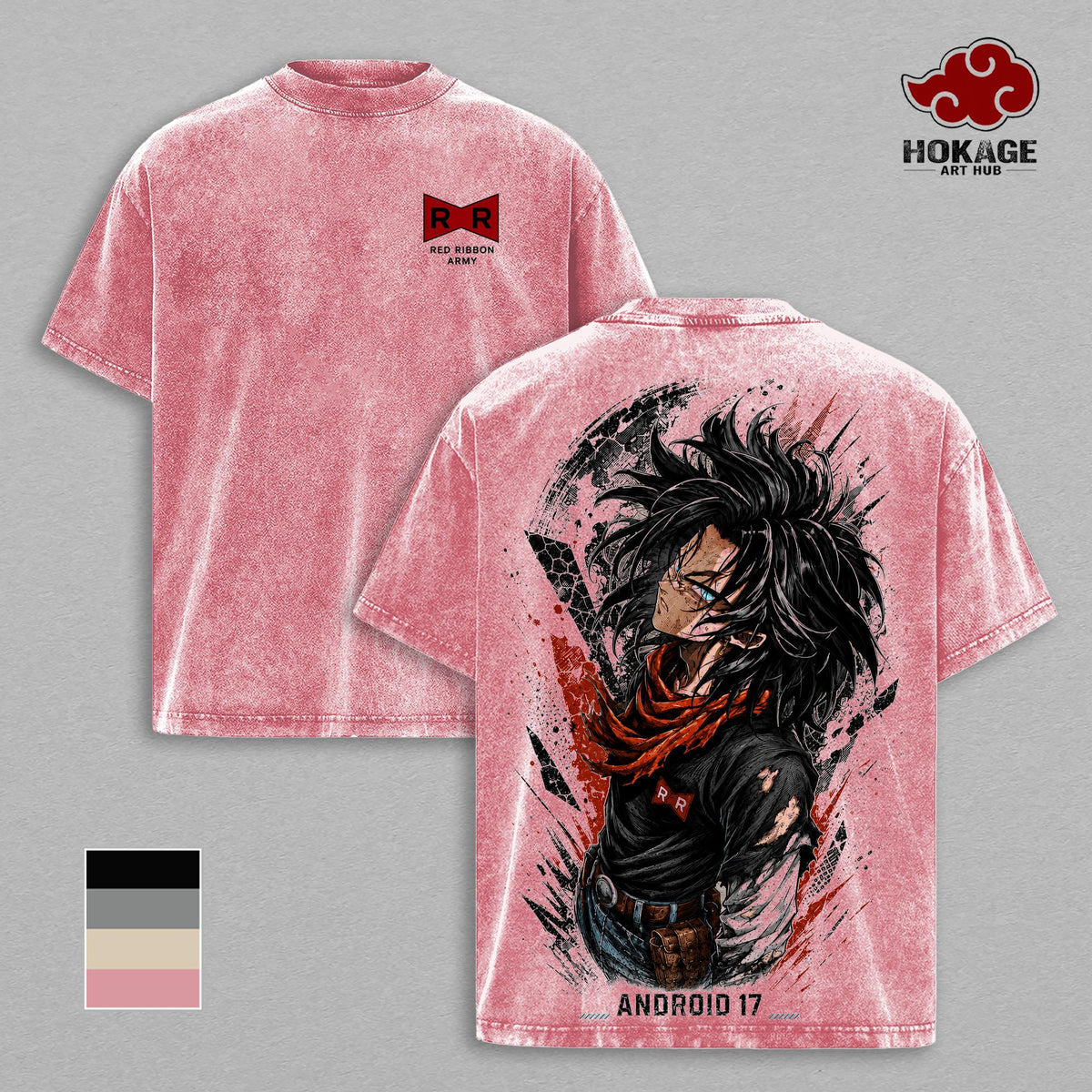 Android 17 DBZ T-Shirt, Vintage Washed Graphic Tee, DBZ Anime Shirt, Men's T Shirts, Tank Top, Retro Anime Streetwear, Oversized Graphic Tee