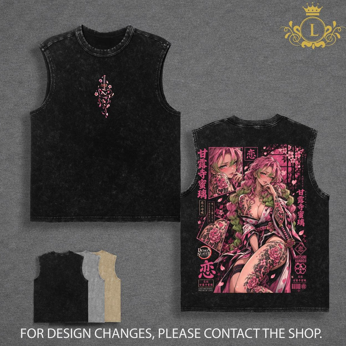 Limited Edition Mitsuri Kanroji Vintage Washed Graphic Tee Demon Slayer T-Shirt Kimetsu No Yaiba Shirt Blood Demon Art Heavy Cotton Unisex Streetwear Gift for Anime Lovers