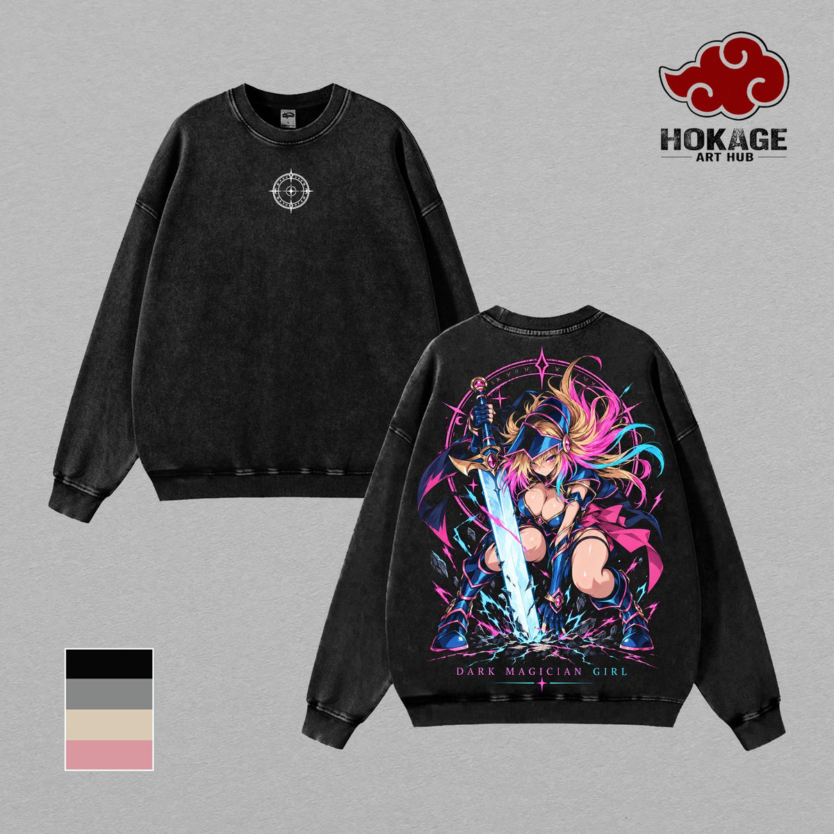 Dark Magician Girl Yu-Gi-Oh T-Shirt, Hoodie, Sweatshirt & Tank Top, Anime Graphic Tee, Vintage Washed Heavy Cotton Unisex Oversized Manga Streetwear