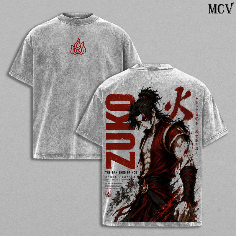 Zuko Avatar 2026 Tee – Zuko Avatar Aang: The Last Airbender Vintage Washed T-Shirt | Fire Lord | Fire Nation Warrior | Animated Graphic Tee | Heavy Cotton Unisex Oversized Streetwear Top