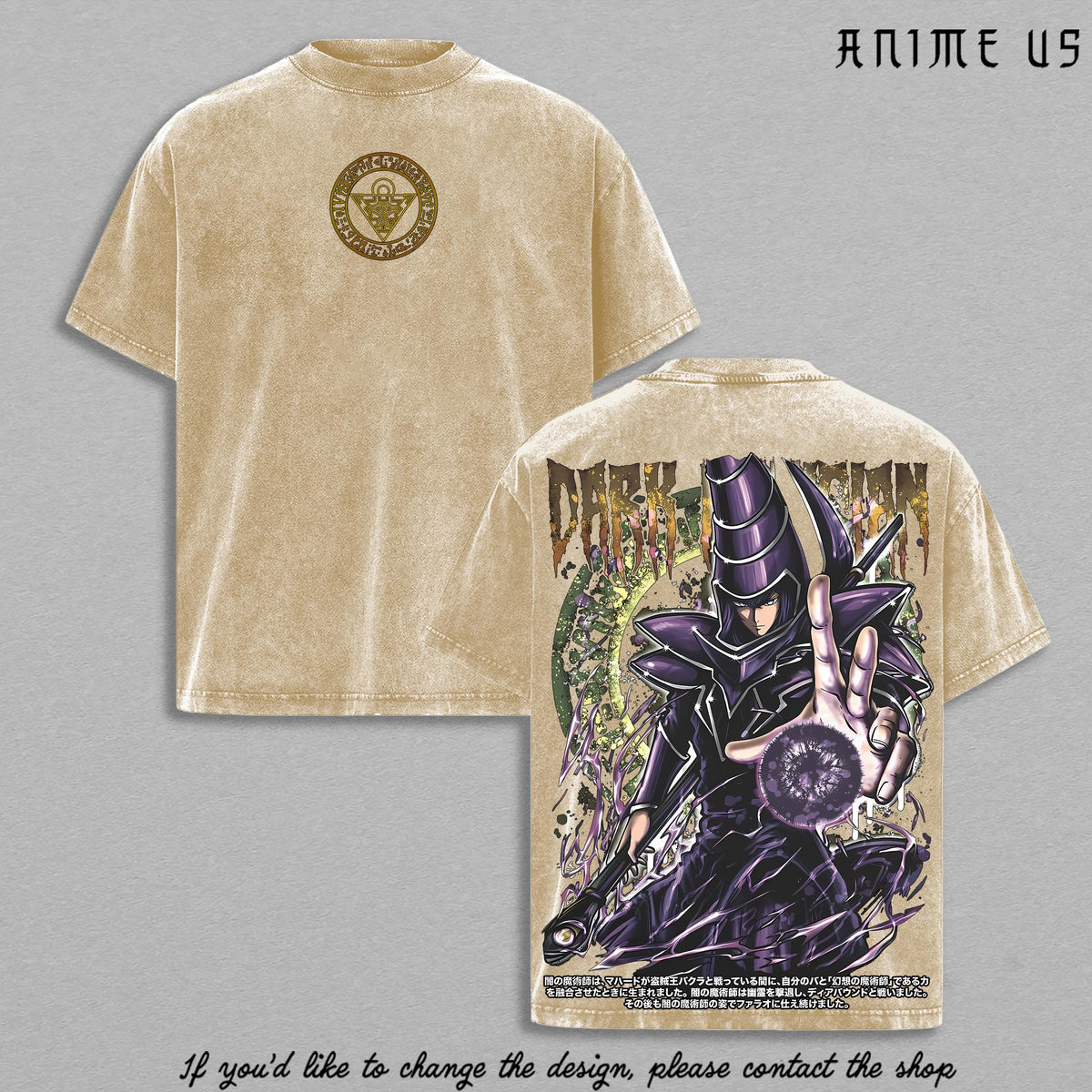 Dark Magician Yu-Gi-Oh Vintage Washed T-Shirt | Retro Anime Streetwear Inspired by the Legendary Spellcaster | Magic Circle Graphic Tee for YuGi Style Fans | Heavy Cotton