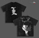 L Lawliet Death Note Anime Double Printed Vintage Washed Tee Unisex Oversize Anime Manga Washed Heavyweight Cotton T-shirt