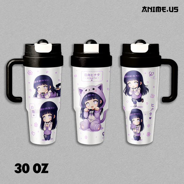 Insulated Tumbler Hinata Hyuga Chibi Byakugan Naruto Anime 17oz 24oz 30oz Stainless Steel Travel Coffee Mug Double Wall Vacuum Hot Cold Drink Cup Cute Anime Gift for Fans