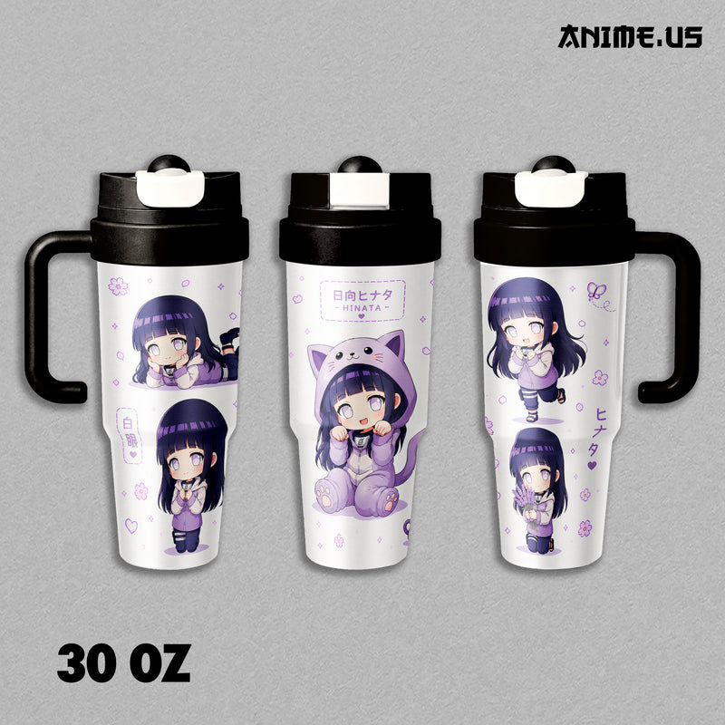 Insulated Tumbler Hinata Hyuga Chibi Byakugan Naruto Anime 17oz 24oz 30oz Stainless Steel Travel Coffee Mug Double Wall Vacuum Hot Cold Drink Cup Cute Anime Gift for Fans