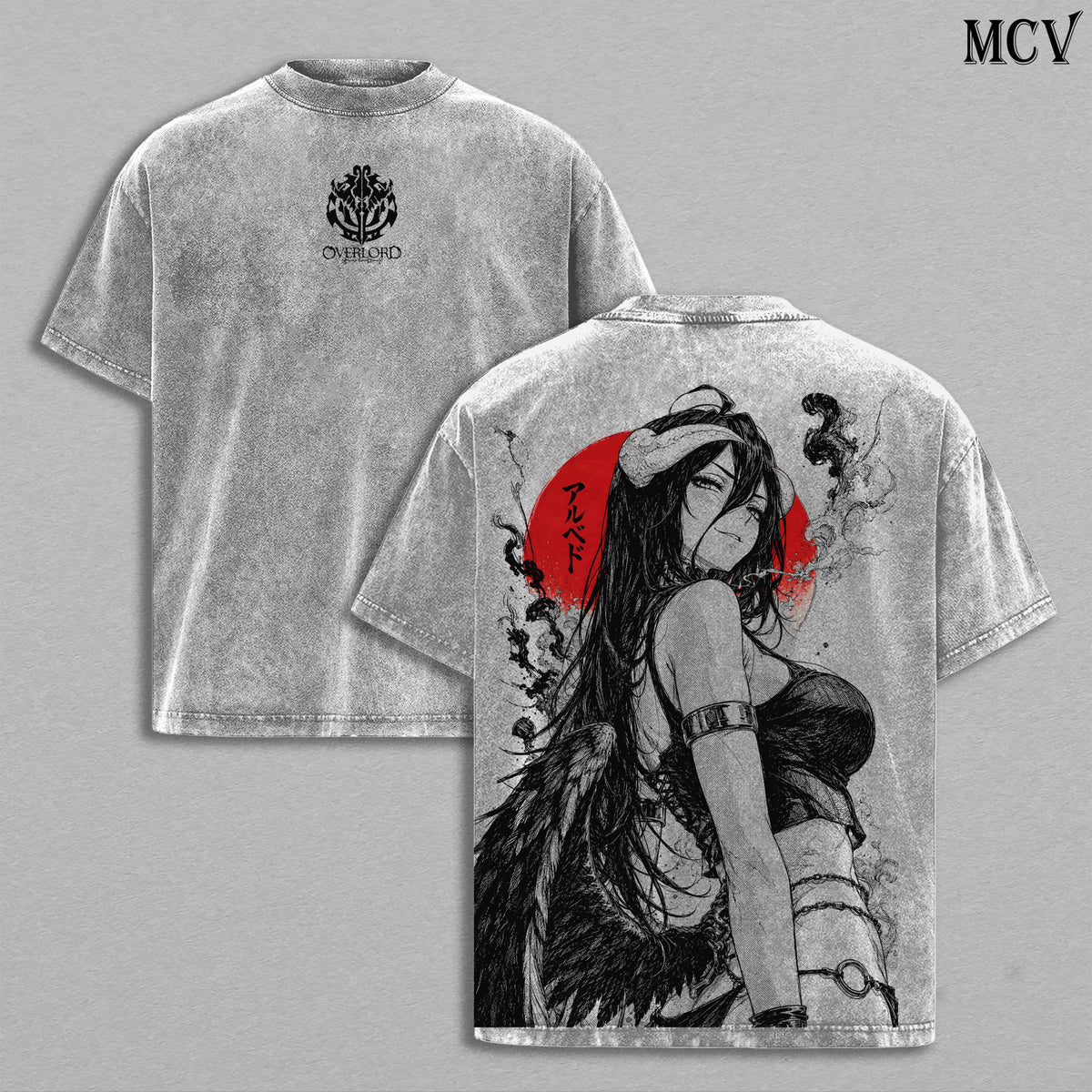Albedo Overlord Tee – Albedo Vintage Washed T-Shirt | Guardian Overseer | Queen of Nazarick Anime Manga Graphic Tee | Heavyweight Cotton Unisex Oversized Streetwear Top