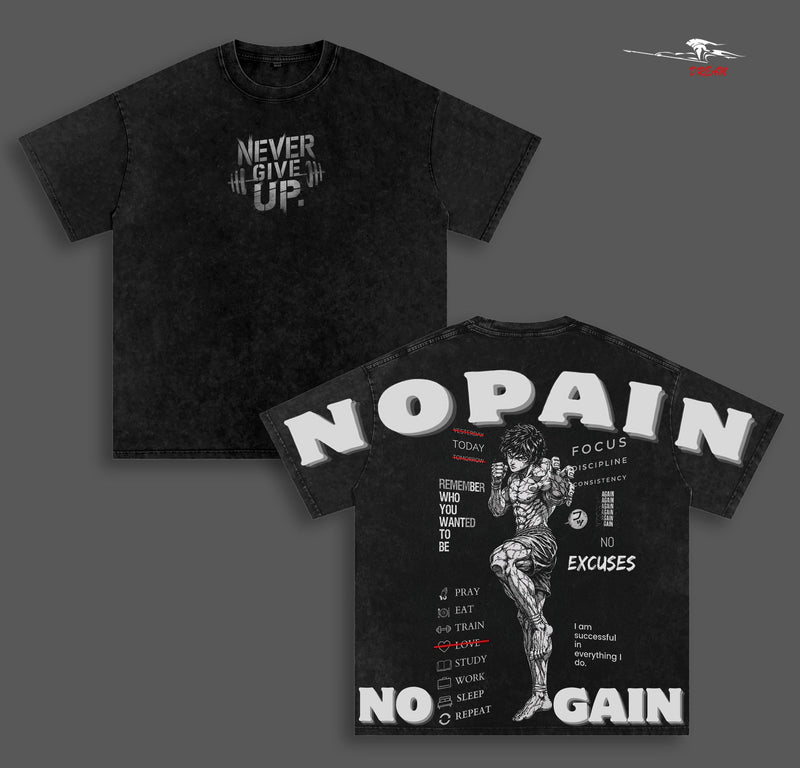 Baki Hanma The Grappler v.1 Anime Double Printed Vintage Washed Tee Unisex Oversize Anime Manga Washed Heavyweight Cotton T-shirt