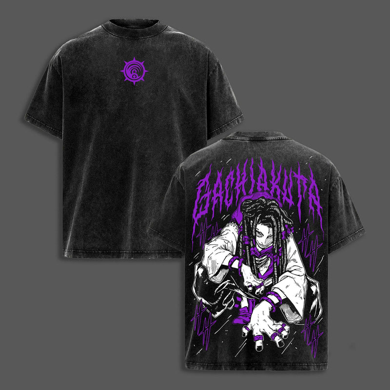 Jabber “Scavenger Fury” Vintage Washed Oversized T-Shirt, Gachiakuta Retro Grunge Graphic Tee, Distressed Heavy Cotton Streetwear Unisex