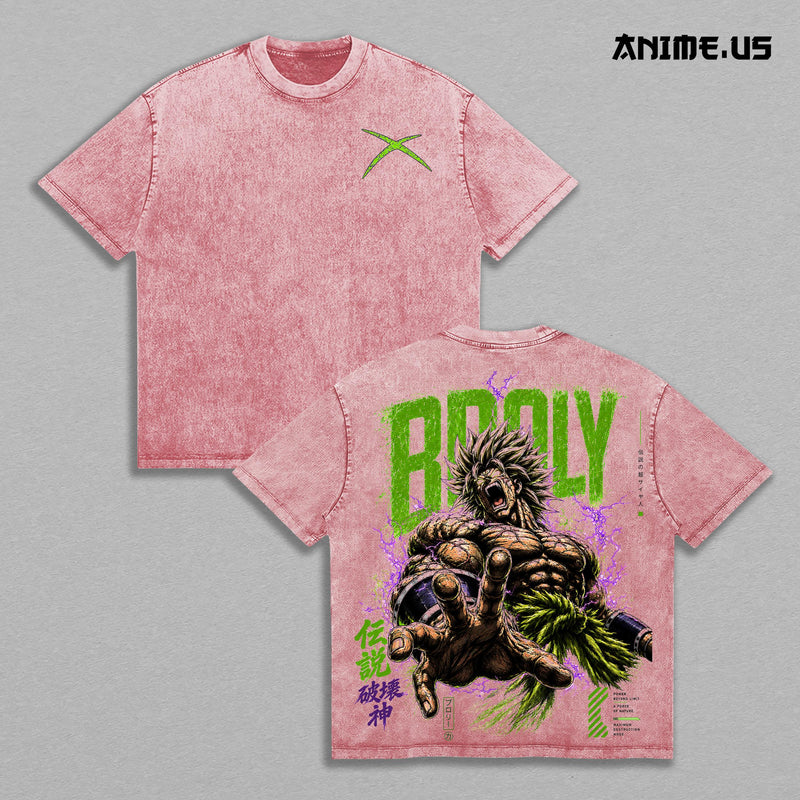 Legendary Super Saiyan Broly DBZ Anime Graphic Vintage Shirt, Saiyan Berserker Unstoppable Power Double Printed Tee Heavyweight Cotton Streetwear