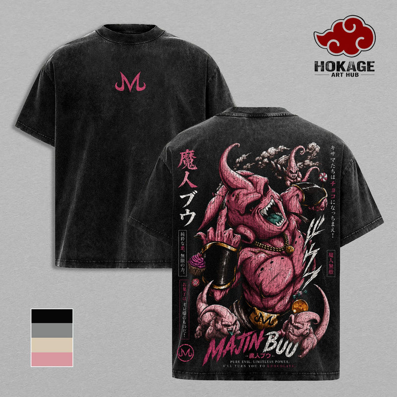 Majin Buu DBZ T-Shirt, Pure Evil Majin Mark Graphic Tee, Back Print Vintage 90s Anime Shirt, Graphic Tees Men, Trendy Tshirts, Men's T Shirts, DBZ Streetwear, Unisex Cotton Distressed Tee, Merch For Men, Men Fashion Graphic Tee