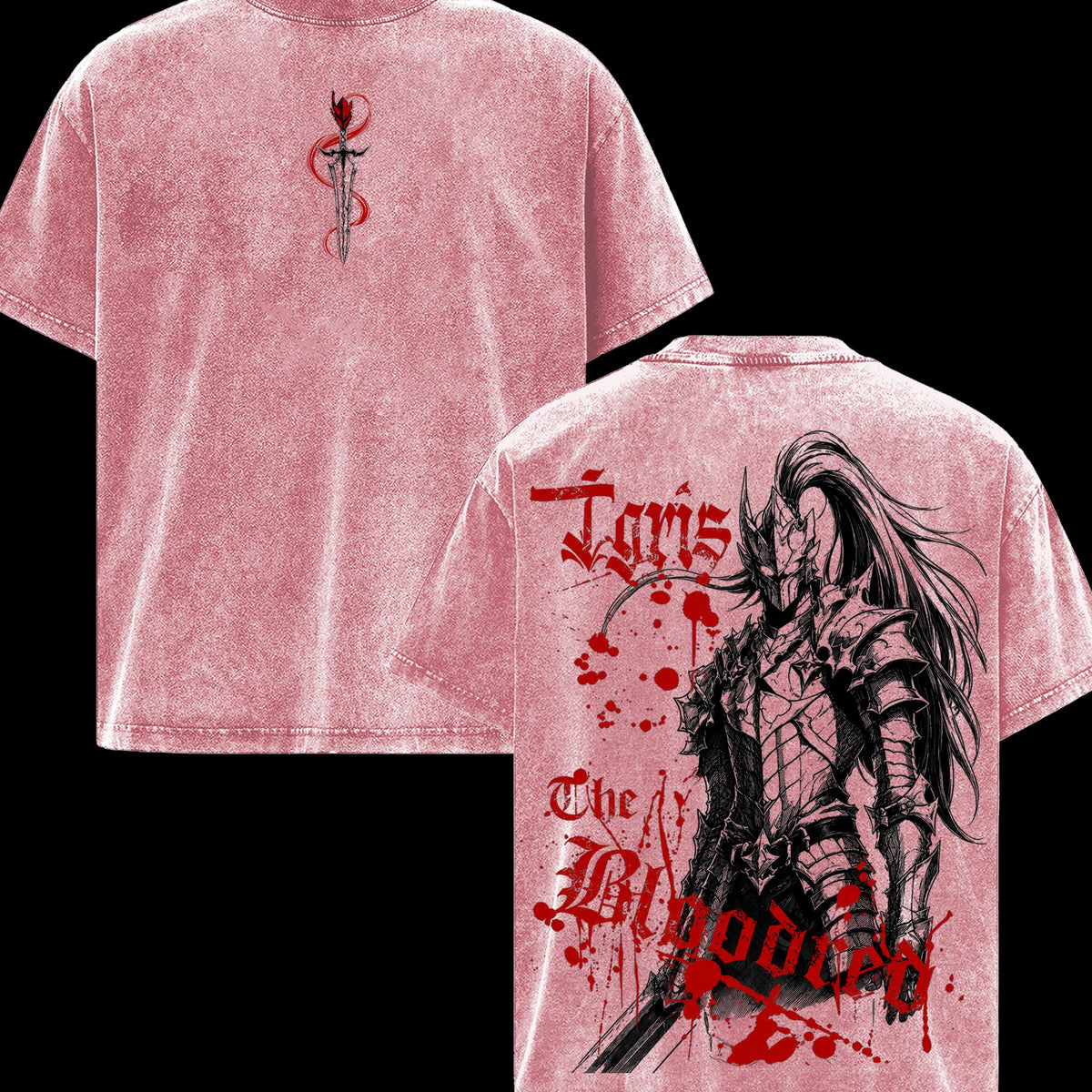 Solo Leveling Igris Vintage Washed Shirt, Double Sided Shadow Knight Anime Tee, Soft Cotton Oversized Menswear Top