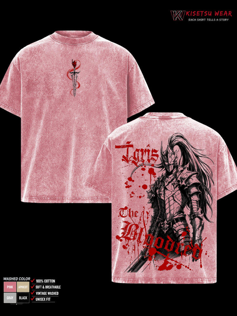 Solo Leveling Igris Vintage Washed Shirt, Double Sided Shadow Knight Anime Tee, Soft Cotton Oversized Menswear Top