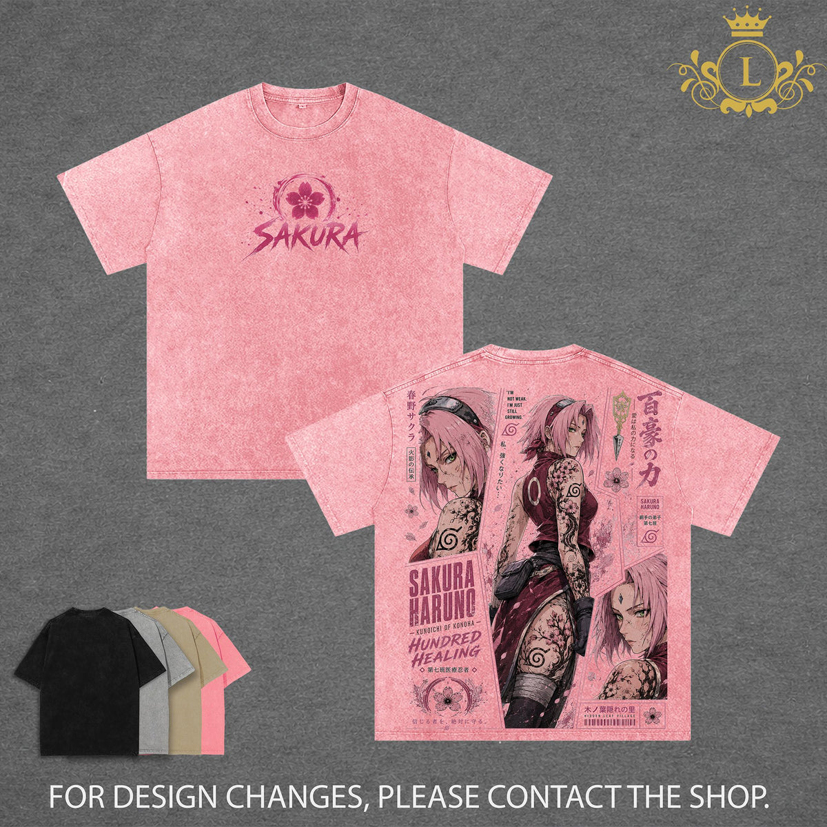 Sakura Haruno Graphic Tee Vintage Washed Shirt Unisex Streetwear Overlord Anime Tee Waifu Tee Overseer Of The Guardians T-Shirt Gift for Anime Lovers Naruto Fans