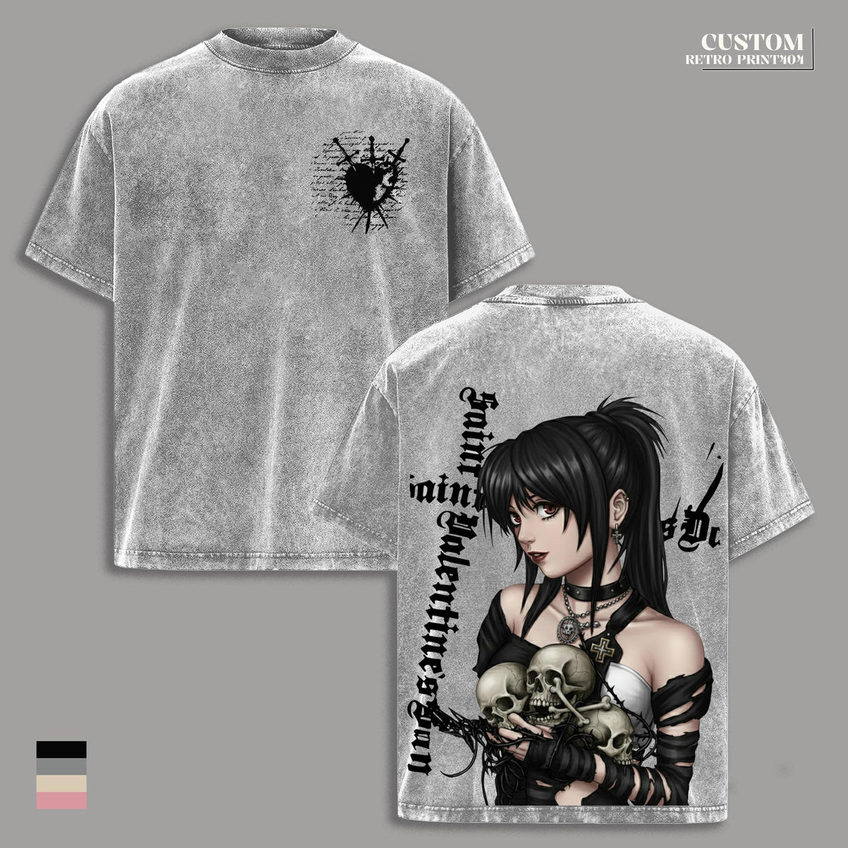 Misa Amane Death Note Dark Vintage Washed Oversized T-Shirt, Gothic Anime Graphic Tee Heavyweight Soft Cotton Dark Streetwear, Unisex Manga Fan Gift Shirt