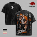 Ichigo - Bleach Hollow Mask Double Printed Graphic Tee, Heavy Cotton Oversized Shirt, Faded Acid Wash Streetwear For Men, Gift For Anime Lovers And Bleach Fans
