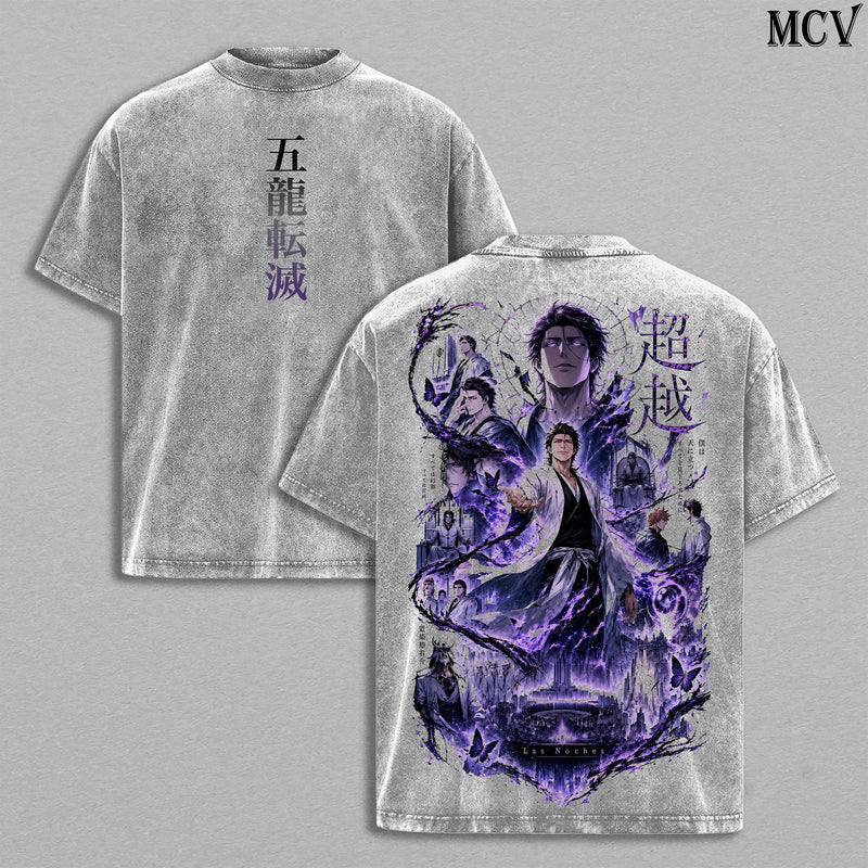 Sosuke Aizen Bleach Tee – Aizen Sosuke Vintage Washed T-Shirt | Kyoka Suigetsu | Complete Hypnosis Anime Manga Graphic Tee | Heavy Cotton Unisex Oversized Streetwear Top | Bleach: Thousand-Year Blood War – The Calamity