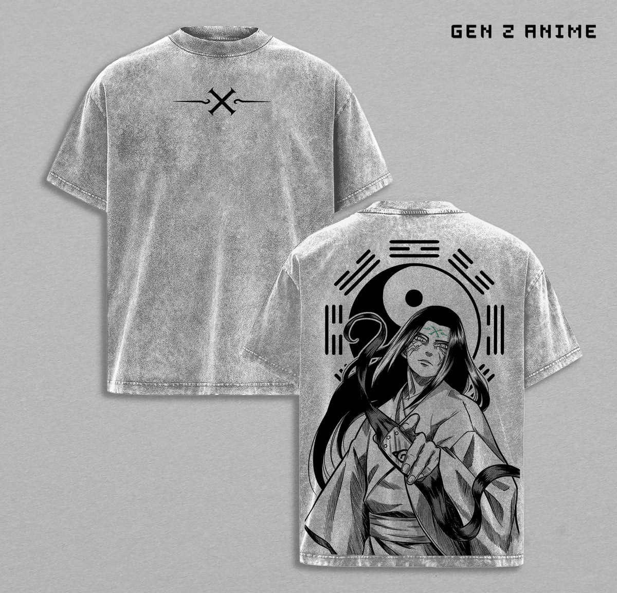 Neji Hyuga Byakugan Vintage Washed Oversized T Shirt Naruto Anime Manga Graphic Tee Streetwear Unisex Heavyweight Cotton