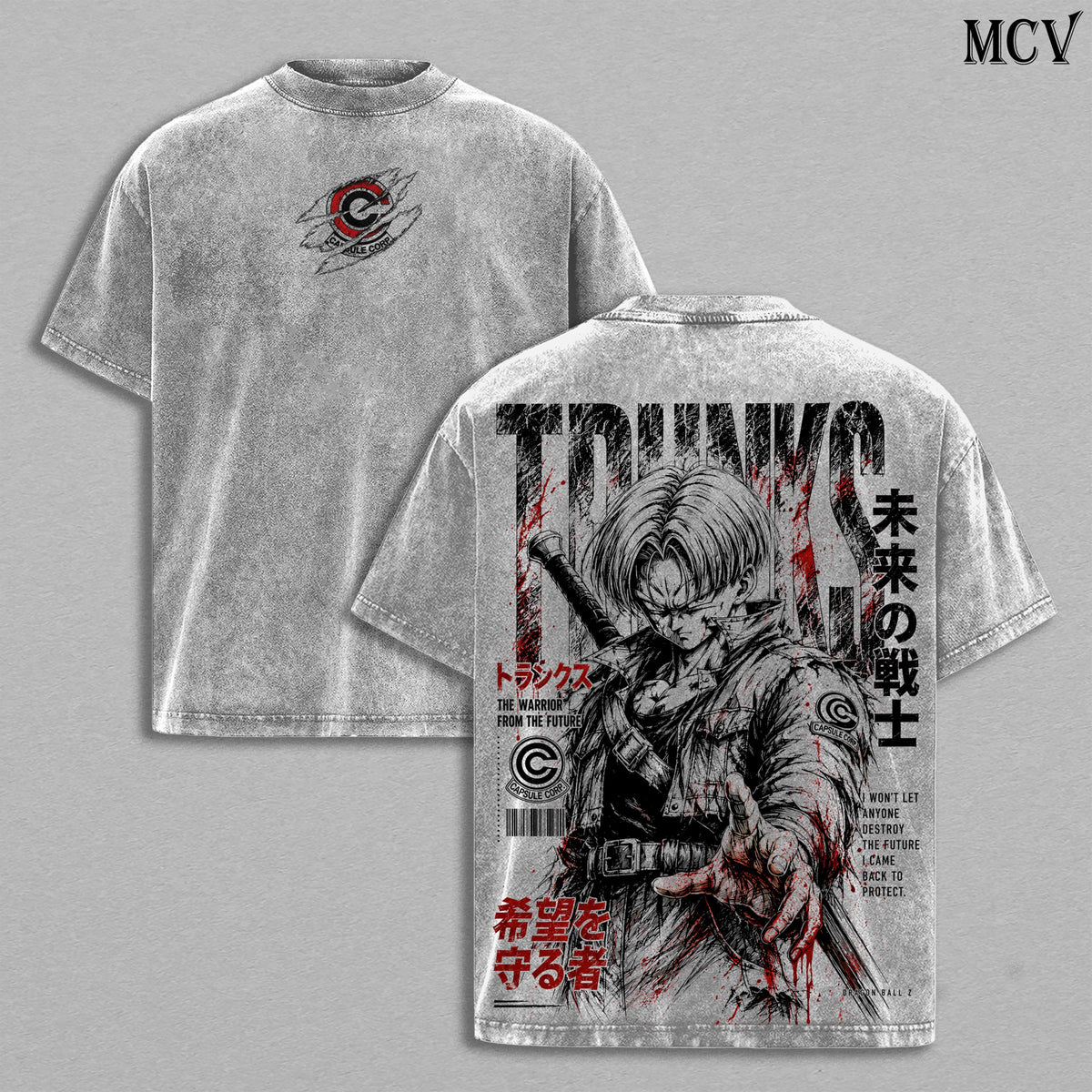 Future Trunks DBZ Tee – Future Trunks Vintage Washed T-Shirt | Capsule Corp | SuperSaiyan Warrior | Sword of Hope | DBZ Anime Manga Graphic Tee | Heavy Cotton Unisex Oversized Streetwear Top
