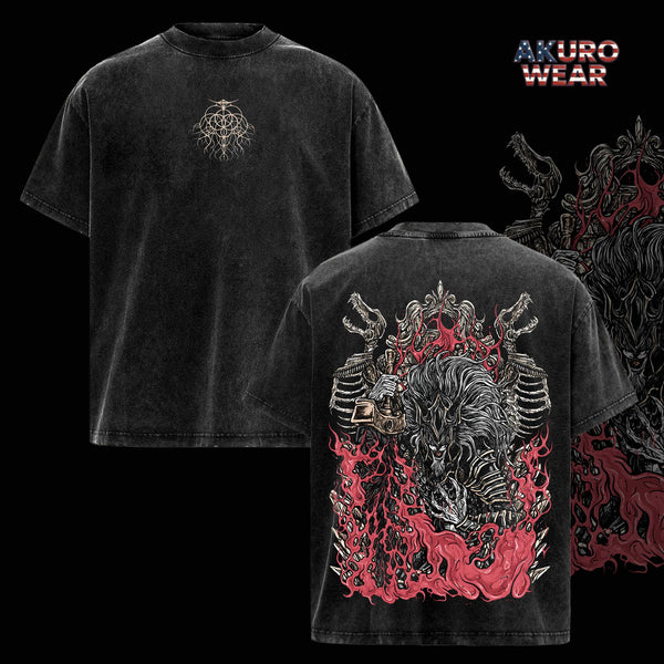 Maliketh T-Shirt – Vintage Washed Oversized Elden Ring Tee, Dark Fantasy Warrior Art Shirt, Heavy Cotton Casual Streetwear Top, Unisex Apparel for Elden Ring Fans, Gift for FromSoftware Lovers