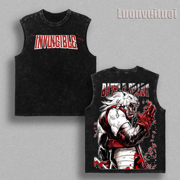 Battle Beast "Thirst For Battle" Graphic Oversized Vintage Washed Tee, Heavyweight Cotton Streetwear, Men's Classic Cotton Apparel