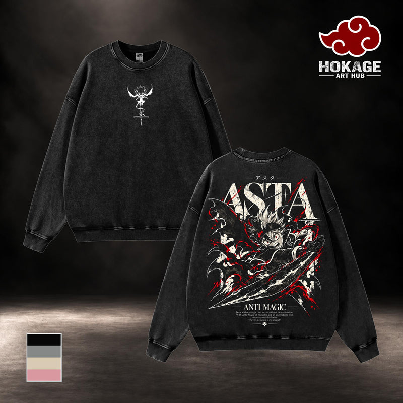 Asta Black Clover Season 2 Hoodie, Sweatshirt, T-Shirt & Tank Top – Anti-Magic Devil Power Black Bulls 2026 Anime Manga Graphic | Vintage Washed Heavy Cotton Oversized Unisex Streetwear
